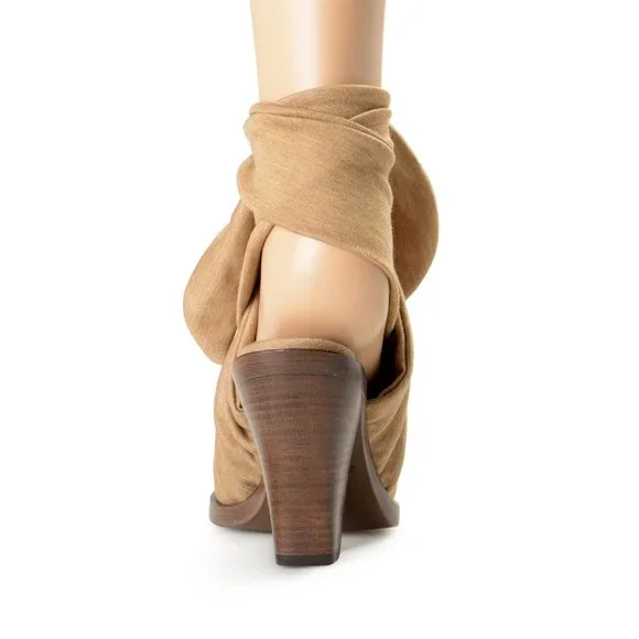 Burberry Women's Tillington Beige Leather High Heel Wrap Around Pumps Shoes